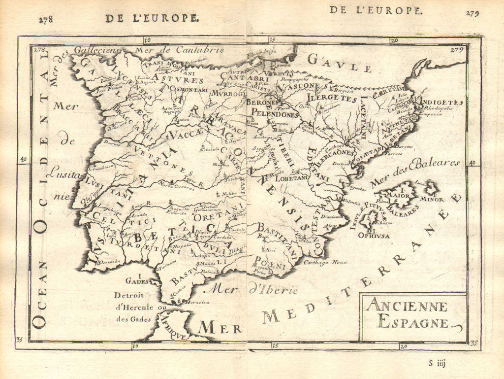 ROMAN IBERIA 'Ancienne Espagne' Towns Hispania Lusitania Spain. MALLET 1683 map
